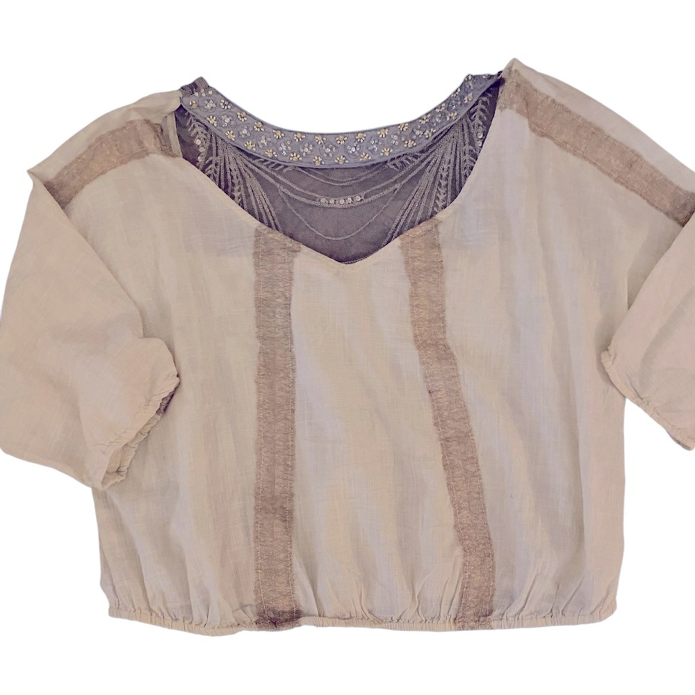 Free People Beaded Low Back Embellished Blouse - med - Picture 2 of 13